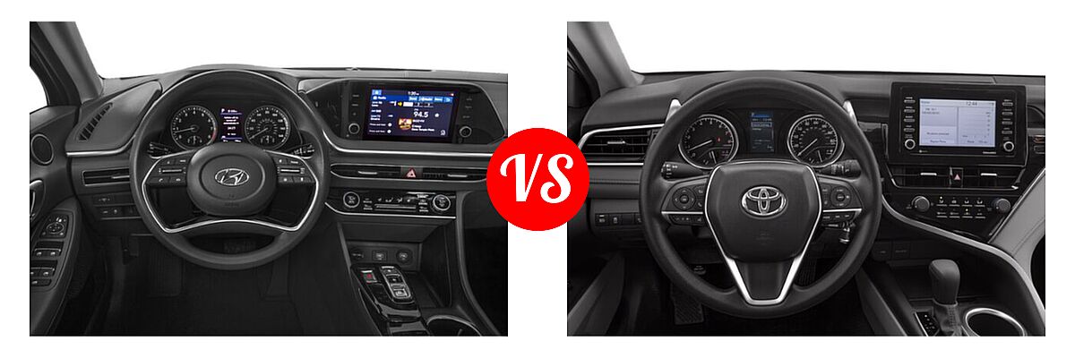 2021 Hyundai Sonata Sedan SEL / SEL Plus vs. 2021 Toyota Camry Sedan LE - Dashboard Comparison