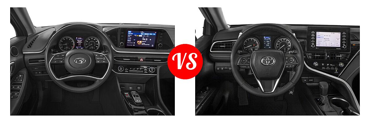 2021 Hyundai Sonata Sedan SEL / SEL Plus vs. 2021 Toyota Camry Sedan SE Nightshade - Dashboard Comparison