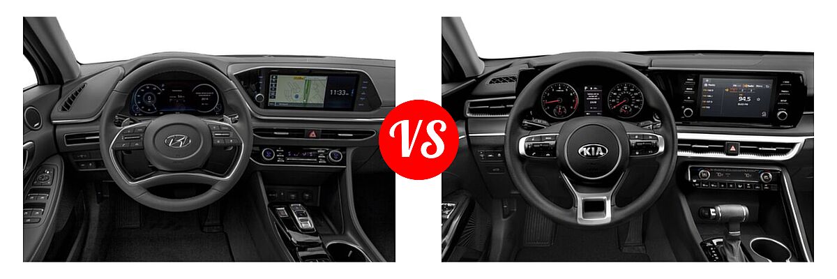 2021 Hyundai Sonata Sedan Limited vs. 2021 Kia K5 Sedan GT / LX / LXS - Dashboard Comparison