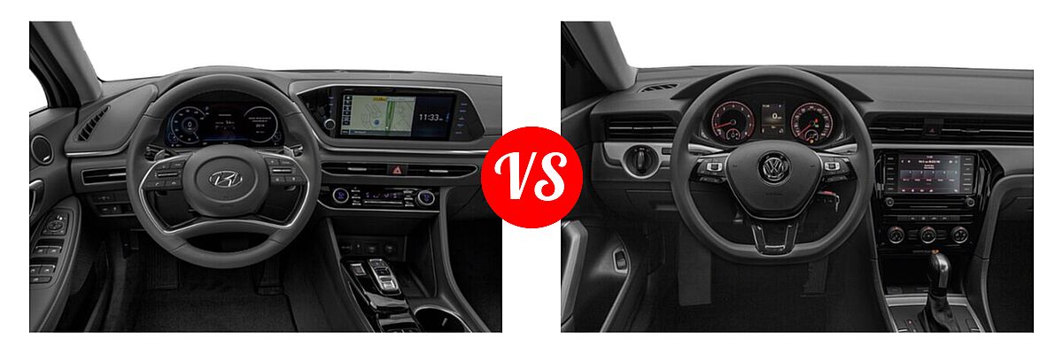 2021 Hyundai Sonata Sedan Limited vs. 2021 Volkswagen Passat Sedan 2.0T S / 2.0T SE - Dashboard Comparison