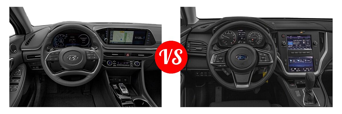 2021 Hyundai Sonata Sedan Limited vs. 2021 Subaru Legacy Sedan CVT / Limited XT / Touring XT - Dashboard Comparison