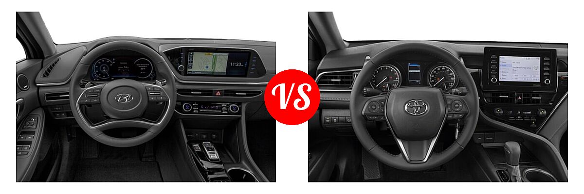 2021 Hyundai Sonata Sedan Limited vs. 2021 Toyota Camry Sedan SE - Dashboard Comparison