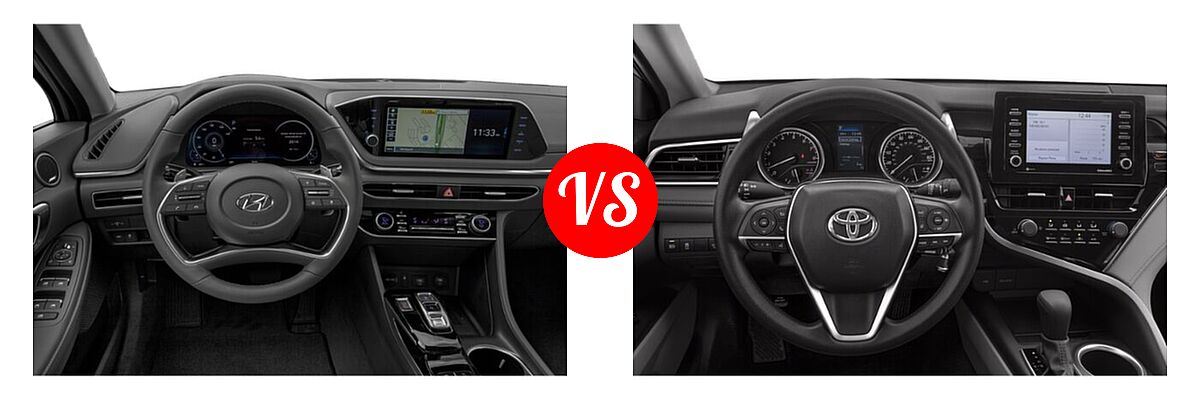 2021 Hyundai Sonata Sedan Limited vs. 2021 Toyota Camry Sedan LE - Dashboard Comparison