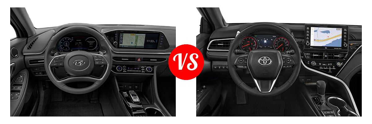 2021 Hyundai Sonata Sedan Limited vs. 2021 Toyota Camry Sedan XSE / XSE V6 - Dashboard Comparison