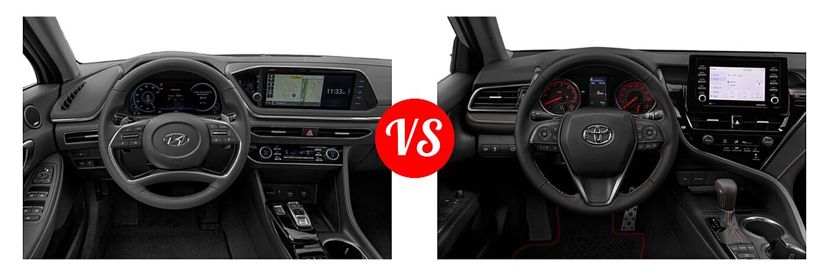 2021 Hyundai Sonata Sedan Limited vs. 2021 Toyota Camry Sedan TRD V6 - Dashboard Comparison
