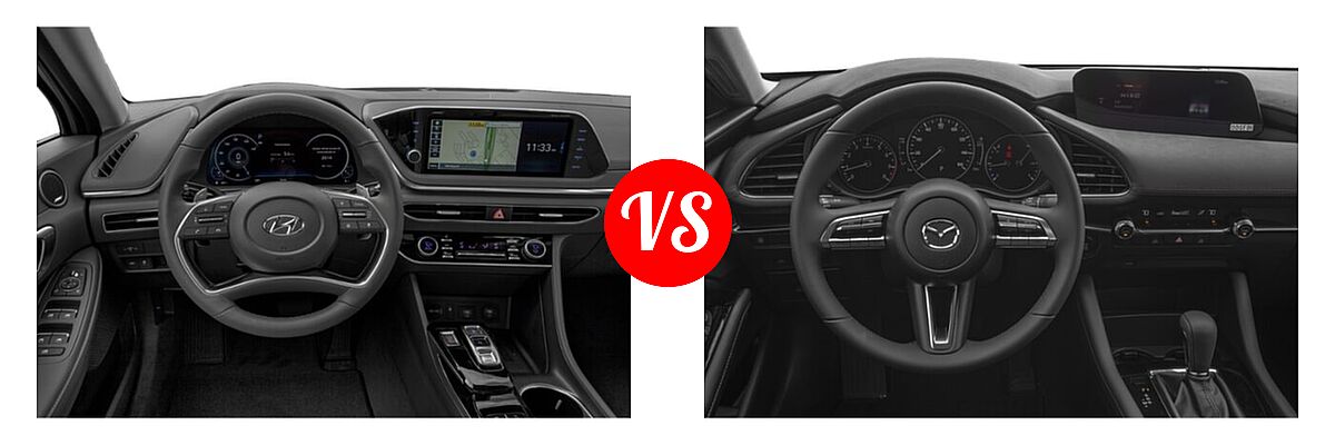 2021 Hyundai Sonata Sedan Limited vs. 2021 Mazda 2 Sedan Select - Dashboard Comparison