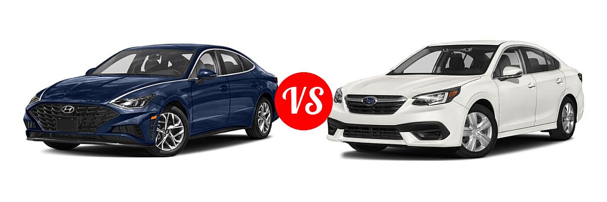 2021 Hyundai Sonata Sedan SEL / SEL Plus vs. 2021 Subaru Legacy Sedan CVT / Limited XT / Touring XT - Front Left Comparison