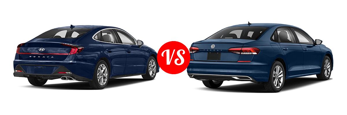 2021 Hyundai Sonata Sedan SEL / SEL Plus vs. 2021 Volkswagen Passat Sedan 2.0T R-Line - Rear Right Comparison