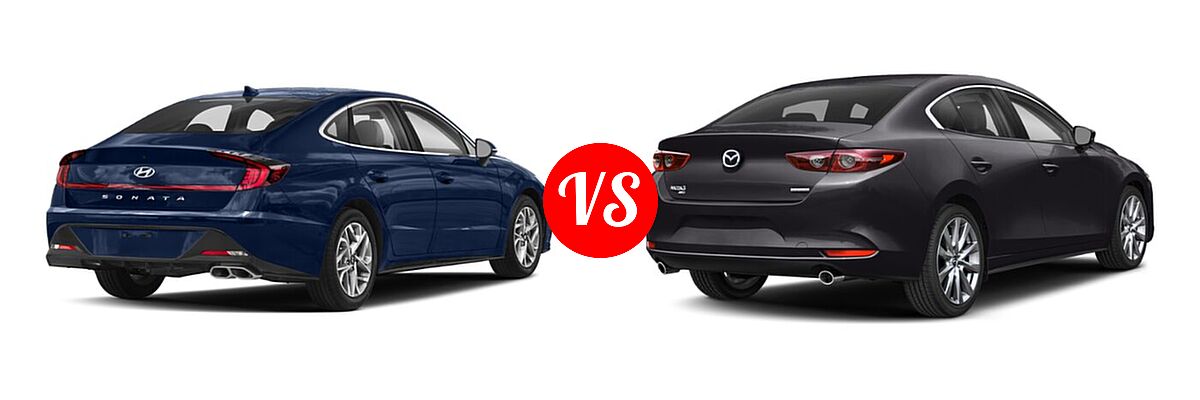 2021 Hyundai Sonata Sedan SEL / SEL Plus vs. 2021 Mazda 2 Sedan Select - Rear Right Comparison