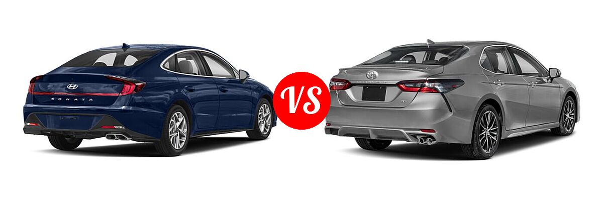 2021 Hyundai Sonata Sedan SEL / SEL Plus vs. 2021 Toyota Camry Sedan SE - Rear Right Comparison