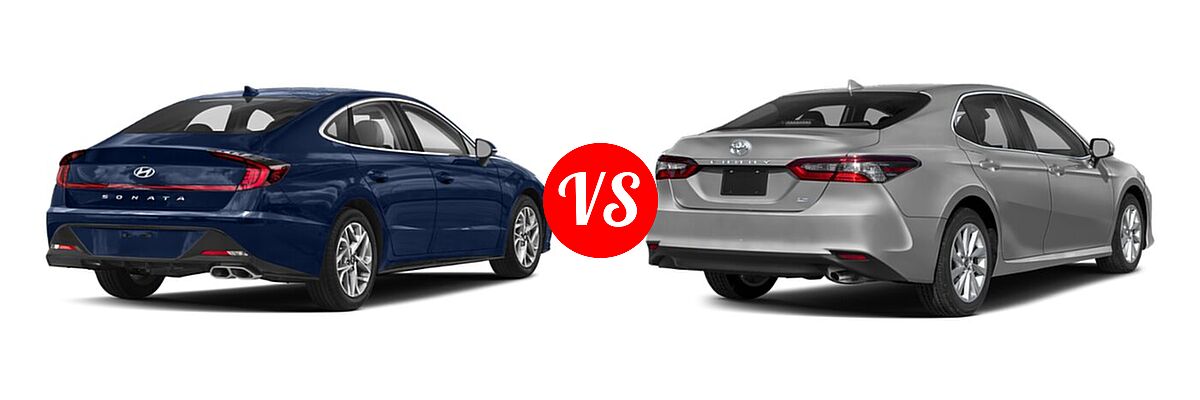 2021 Hyundai Sonata Sedan SEL / SEL Plus vs. 2021 Toyota Camry Sedan LE - Rear Right Comparison