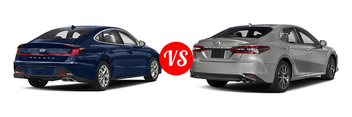 2021 Hyundai Sonata Sedan SEL / SEL Plus vs. 2021 Toyota Camry Sedan XLE / XLE V6 - Rear Right Comparison