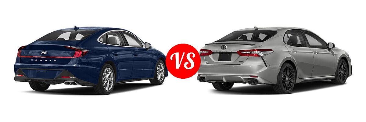2021 Hyundai Sonata Sedan SEL / SEL Plus vs. 2021 Toyota Camry Sedan XSE / XSE V6 - Rear Right Comparison