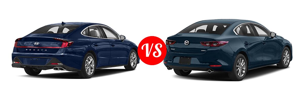 2021 Hyundai Sonata Sedan SEL / SEL Plus vs. 2021 Mazda 2 Sedan 2.5 S - Rear Right Comparison