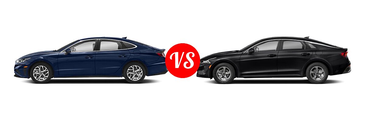 2021 Hyundai Sonata Sedan SEL / SEL Plus vs. 2021 Kia K5 Sedan GT / LX / LXS - Side Comparison