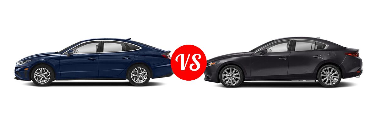 2021 Hyundai Sonata Sedan SEL / SEL Plus vs. 2021 Mazda 2 Sedan Preferred - Side Comparison