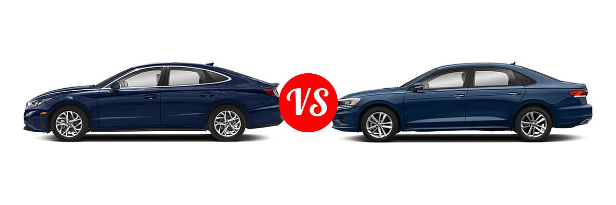 2021 Hyundai Sonata Sedan SEL / SEL Plus vs. 2021 Volkswagen Passat Sedan 2.0T R-Line - Side Comparison