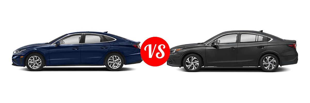 2021 Hyundai Sonata Sedan SEL / SEL Plus vs. 2021 Subaru Legacy Sedan Premium - Side Comparison