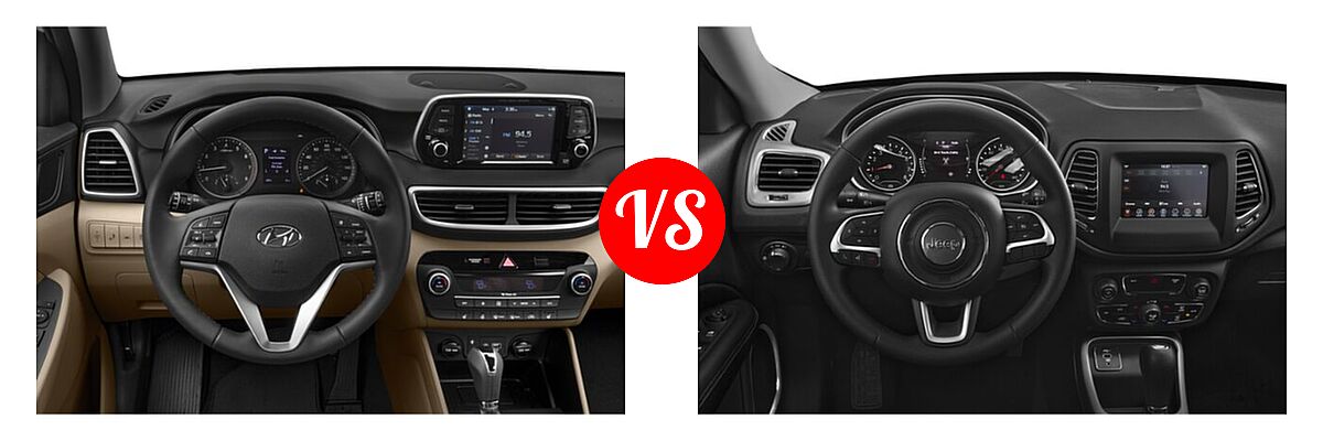 2021 Hyundai Tucson SUV Limited vs. 2021 Jeep Compass SUV 80th Anniversary / Altitude / Latitude / Limited / Sport - Dashboard Comparison