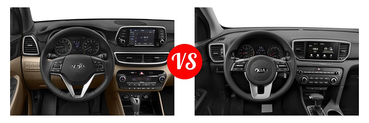 2021 Hyundai Tucson SUV Limited vs. 2021 Kia Sportage SUV EX / LX / S / SX Turbo - Dashboard Comparison