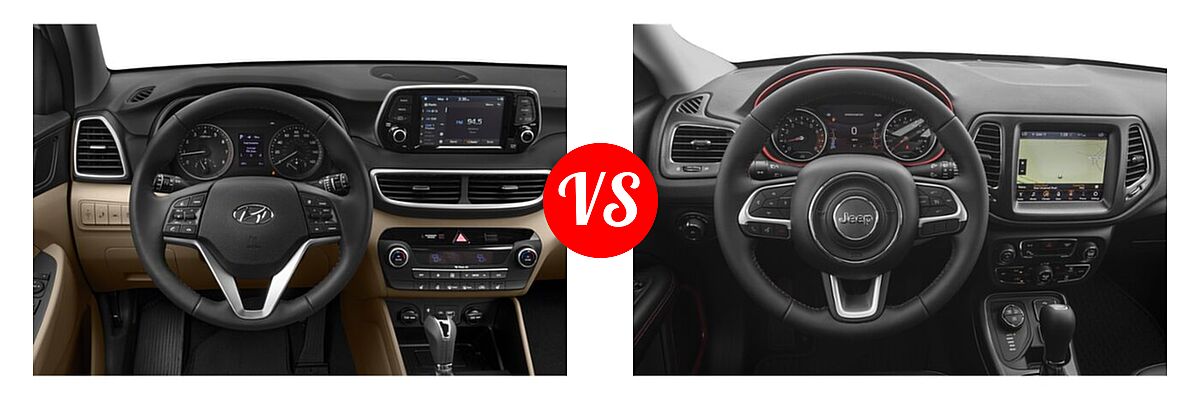 2021 Hyundai Tucson SUV Limited vs. 2021 Jeep Compass SUV Trailhawk - Dashboard Comparison