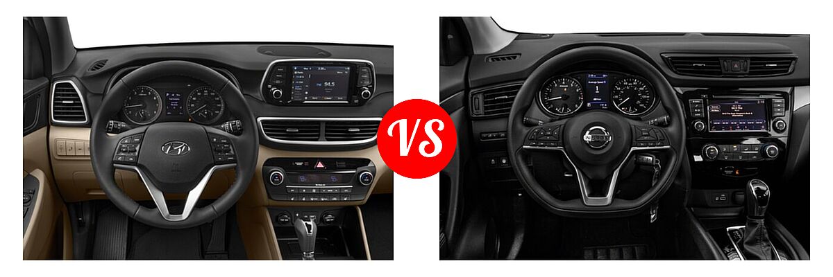 2021 Hyundai Tucson SUV Limited vs. 2021 Nissan Rogue Sport SUV S / SV - Dashboard Comparison