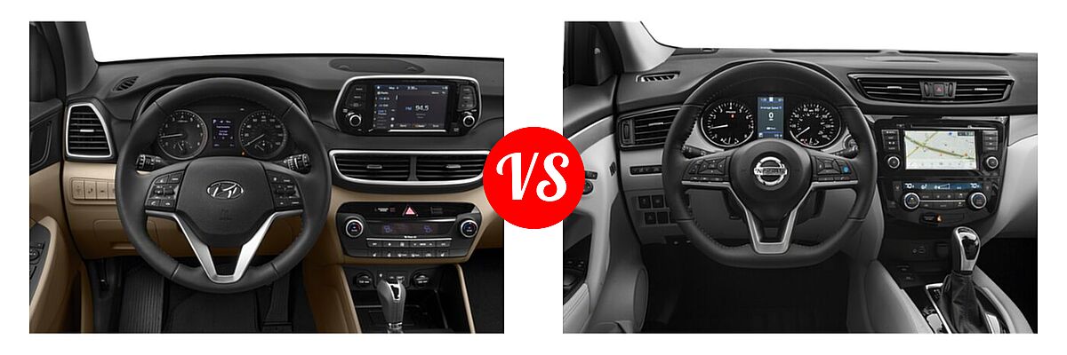 2021 Hyundai Tucson SUV Limited vs. 2021 Nissan Rogue Sport SUV SL - Dashboard Comparison