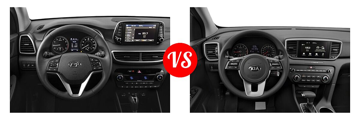 2021 Hyundai Tucson SUV Ultimate vs. 2021 Kia Sportage SUV EX / LX / S / SX Turbo - Dashboard Comparison
