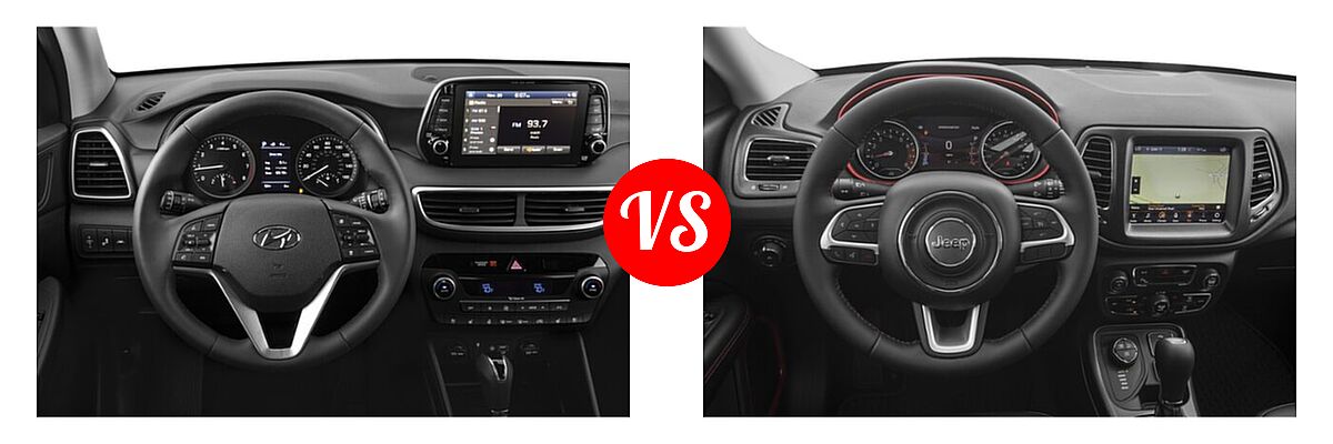 2021 Hyundai Tucson SUV Ultimate vs. 2021 Jeep Compass SUV Trailhawk - Dashboard Comparison