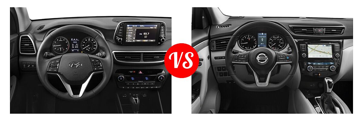 2021 Hyundai Tucson SUV Ultimate vs. 2021 Nissan Rogue Sport SUV SL - Dashboard Comparison