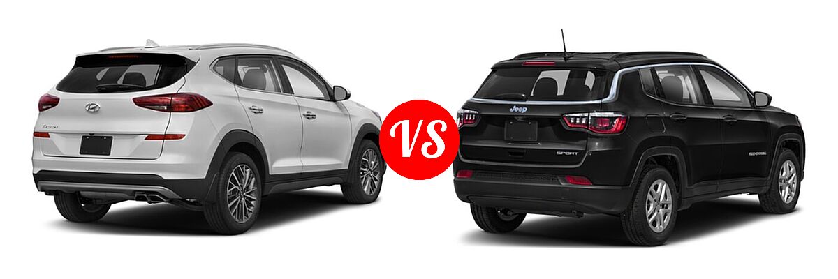 2021 Hyundai Tucson SUV Limited vs. 2021 Jeep Compass SUV 80th Anniversary / Altitude / Latitude / Limited / Sport - Rear Right Comparison