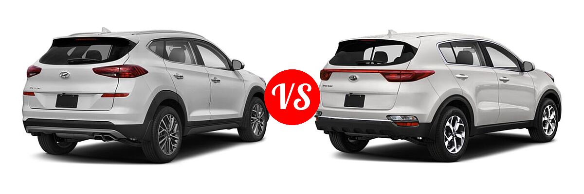 2021 Hyundai Tucson SUV Limited vs. 2021 Kia Sportage SUV EX / LX / S / SX Turbo - Rear Right Comparison
