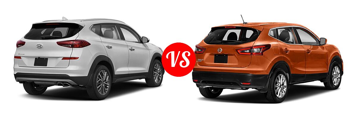 2021 Hyundai Tucson SUV Limited vs. 2021 Nissan Rogue Sport SUV S / SV - Rear Right Comparison