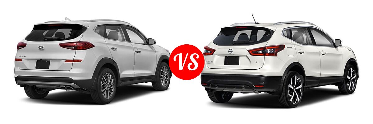 2021 Hyundai Tucson SUV Limited vs. 2021 Nissan Rogue Sport SUV SL - Rear Right Comparison