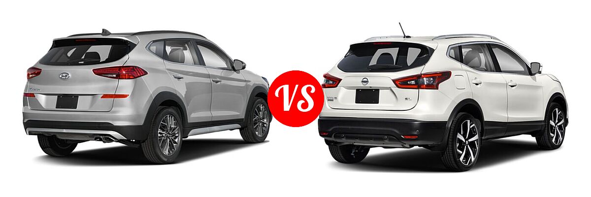 2021 Hyundai Tucson SUV Ultimate vs. 2021 Nissan Rogue Sport SUV SL - Rear Right Comparison
