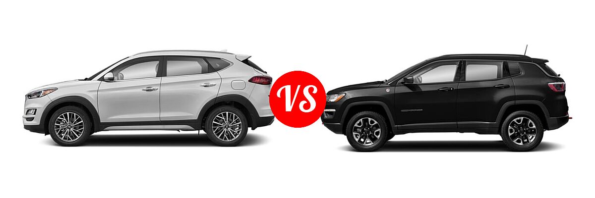2021 Hyundai Tucson SUV Limited vs. 2021 Jeep Compass SUV Trailhawk - Side Comparison
