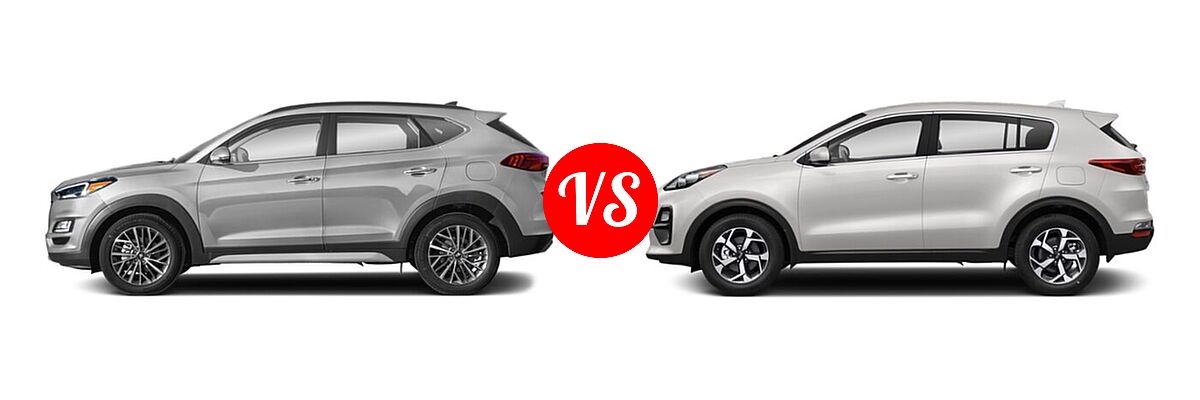 2021 Hyundai Tucson SUV Ultimate vs. 2021 Kia Sportage SUV EX / LX / S / SX Turbo - Side Comparison