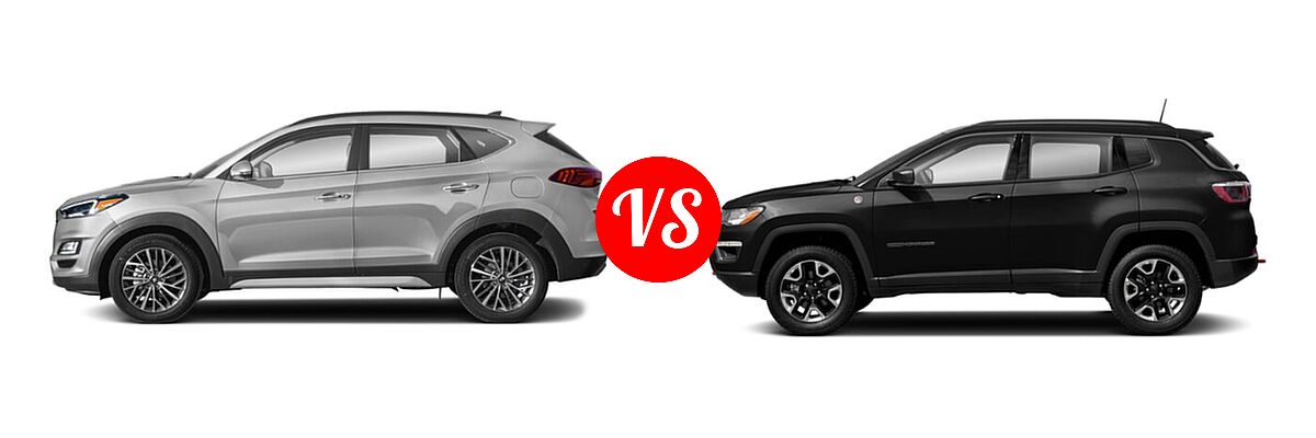 2021 Hyundai Tucson SUV Ultimate vs. 2021 Jeep Compass SUV Trailhawk - Side Comparison