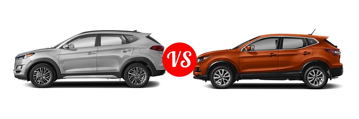 2021 Hyundai Tucson SUV Ultimate vs. 2021 Nissan Rogue Sport SUV S / SV - Side Comparison