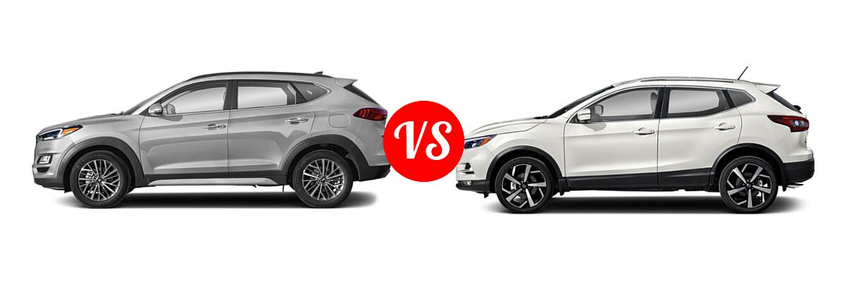 2021 Hyundai Tucson SUV Ultimate vs. 2021 Nissan Rogue Sport SUV SL - Side Comparison