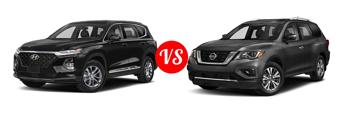 2020 Hyundai Santa Fe SUV SE / SE w/SULEV / SEL / SEL w/SULEV vs. 2020 Nissan Pathfinder SUV S - Front Left Comparison