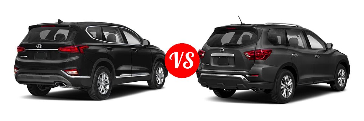 2020 Hyundai Santa Fe SUV SE / SE w/SULEV / SEL / SEL w/SULEV vs. 2020 Nissan Pathfinder SUV S - Rear Right Comparison