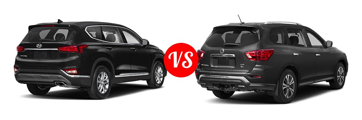 2020 Hyundai Santa Fe SUV SE / SE w/SULEV / SEL / SEL w/SULEV vs. 2020 Nissan Pathfinder SUV SL / SV - Rear Right Comparison