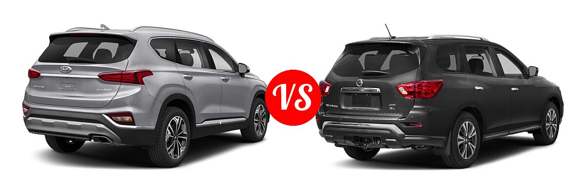 2020 Hyundai Santa Fe SUV Limited / Limited w/SULEV / SEL vs. 2020 Nissan Pathfinder SUV SL / SV - Rear Right Comparison