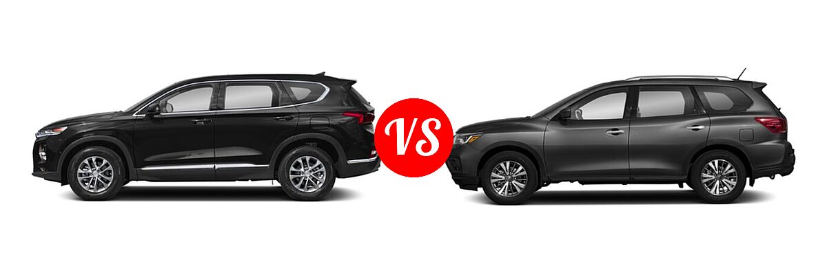 2020 Hyundai Santa Fe SUV SE / SE w/SULEV / SEL / SEL w/SULEV vs. 2020 Nissan Pathfinder SUV S - Side Comparison