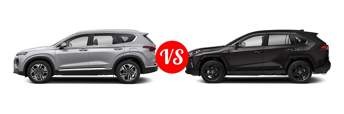 2020 Hyundai Santa Fe SUV Limited / Limited w/SULEV / SEL vs. 2020 Toyota RAV4 Hybrid SUV Hybrid XSE - Side Comparison