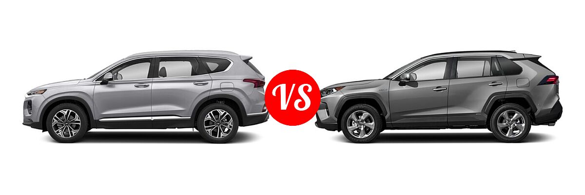 2020 Hyundai Santa Fe SUV Limited / Limited w/SULEV / SEL vs. 2020 Toyota RAV4 Hybrid SUV Hybrid Limited - Side Comparison
