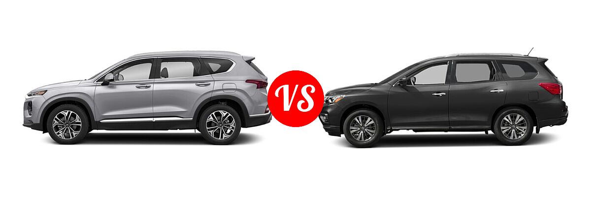 2020 Hyundai Santa Fe SUV Limited / Limited w/SULEV / SEL vs. 2020 Nissan Pathfinder SUV SL / SV - Side Comparison