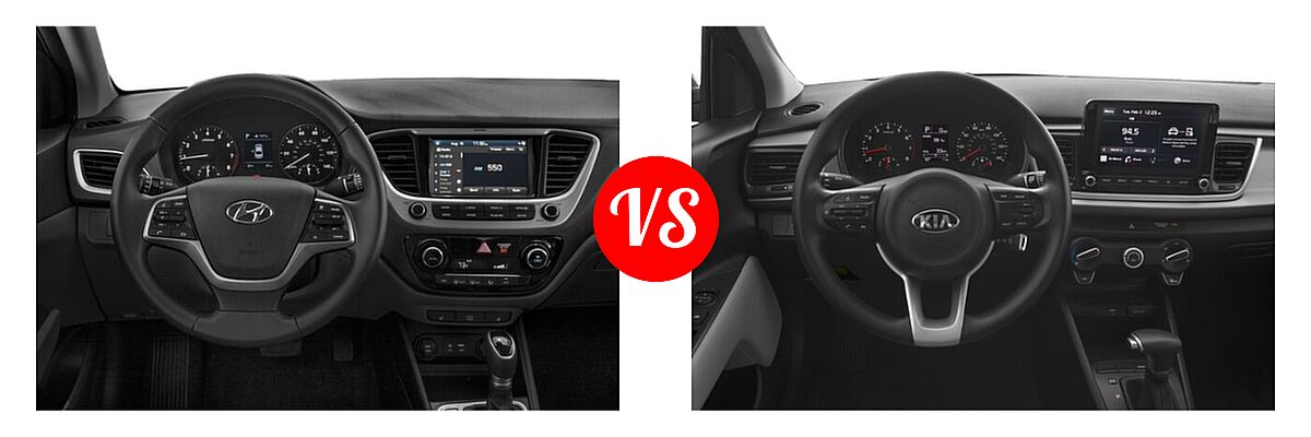 2021 Hyundai Accent Sedan Limited vs. 2021 Kia Rio Sedan S - Dashboard Comparison