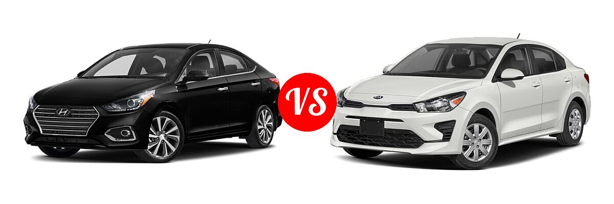 2021 Hyundai Accent Sedan Limited vs. 2021 Kia Rio Sedan LX - Front Left Comparison